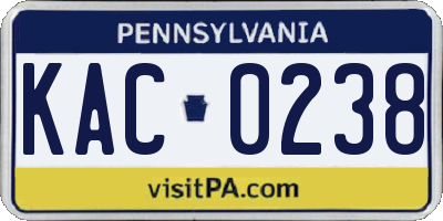 PA license plate KAC0238