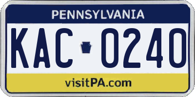 PA license plate KAC0240