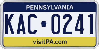 PA license plate KAC0241