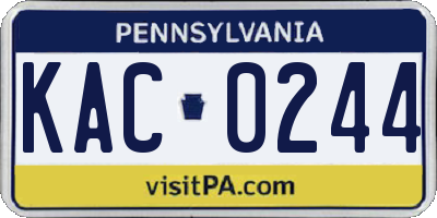 PA license plate KAC0244