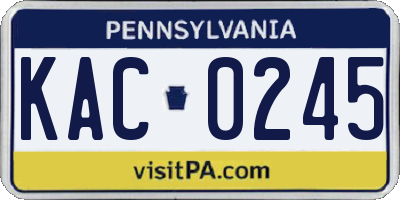 PA license plate KAC0245