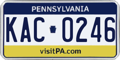 PA license plate KAC0246