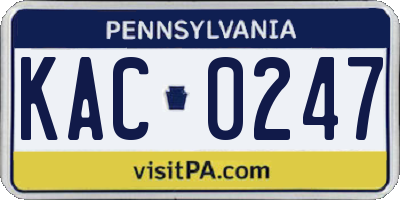 PA license plate KAC0247