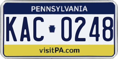 PA license plate KAC0248