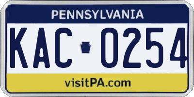 PA license plate KAC0254