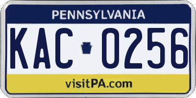 PA license plate KAC0256