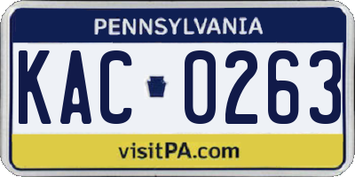 PA license plate KAC0263