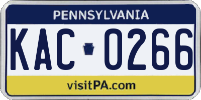 PA license plate KAC0266