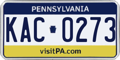 PA license plate KAC0273