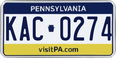 PA license plate KAC0274