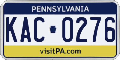 PA license plate KAC0276