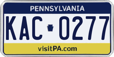 PA license plate KAC0277