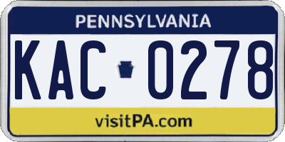 PA license plate KAC0278