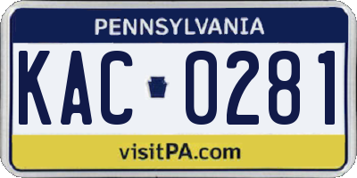 PA license plate KAC0281