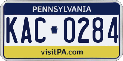 PA license plate KAC0284