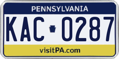 PA license plate KAC0287