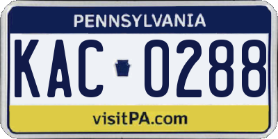 PA license plate KAC0288