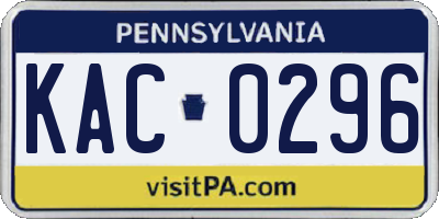 PA license plate KAC0296