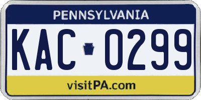 PA license plate KAC0299