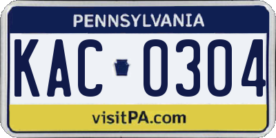 PA license plate KAC0304