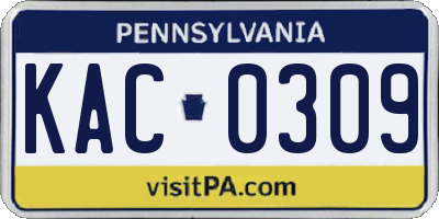 PA license plate KAC0309
