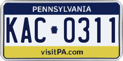 PA license plate KAC0311