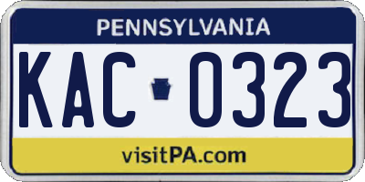 PA license plate KAC0323