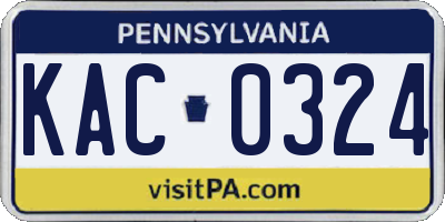 PA license plate KAC0324