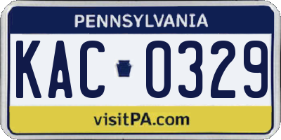 PA license plate KAC0329