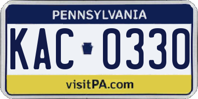 PA license plate KAC0330