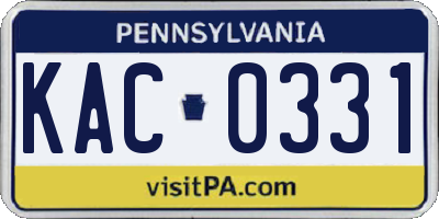 PA license plate KAC0331