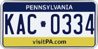 PA license plate KAC0334