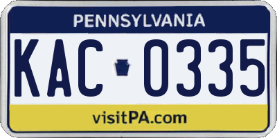 PA license plate KAC0335
