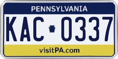 PA license plate KAC0337