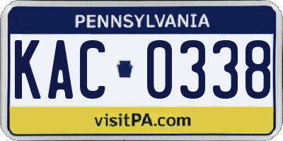 PA license plate KAC0338
