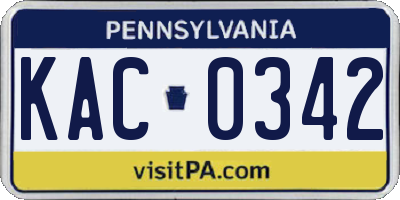 PA license plate KAC0342