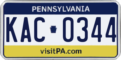 PA license plate KAC0344