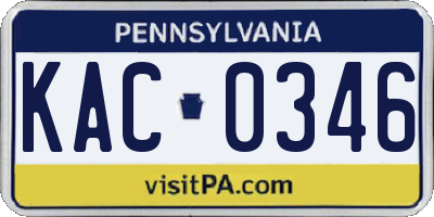 PA license plate KAC0346