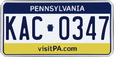 PA license plate KAC0347
