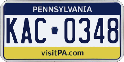 PA license plate KAC0348