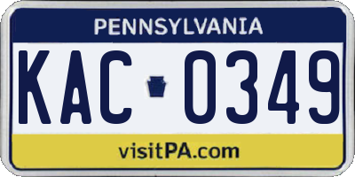 PA license plate KAC0349