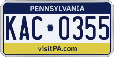 PA license plate KAC0355
