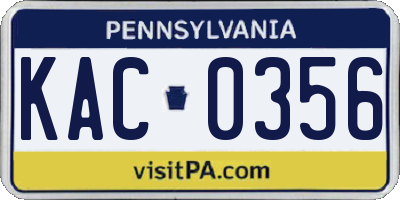 PA license plate KAC0356