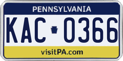 PA license plate KAC0366