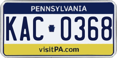 PA license plate KAC0368