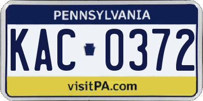PA license plate KAC0372
