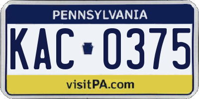 PA license plate KAC0375