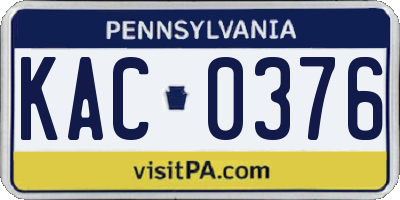 PA license plate KAC0376