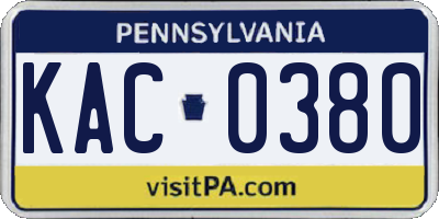 PA license plate KAC0380