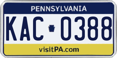 PA license plate KAC0388